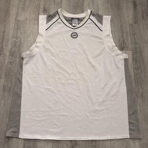 Y2K Reebok Tank Top Mens XL White Gray Basketball Jersey Mesh Sleeveless